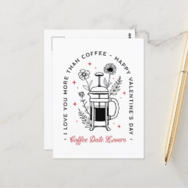 Koffie blij Valentijnsdag grappige retro bloemen Briefkaart