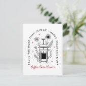 Koffie blij Valentijnsdag grappige retro bloemen Briefkaart (Staand voorkant)