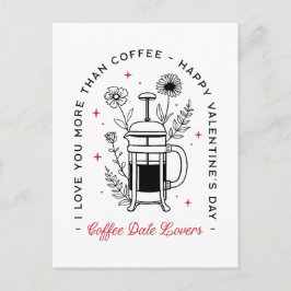Koffie blij Valentijnsdag grappige retro bloemen Briefkaart