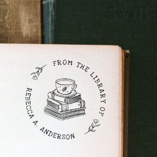 Koffie & Boeken Boho Persoonlijk Bibliotheek Ex Li Rubberstempel