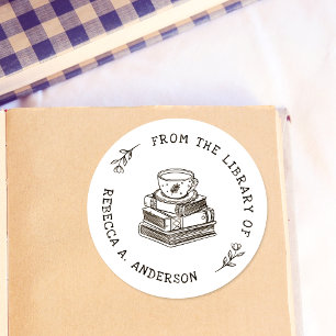Koffie & Boeken Boho Persoonlijke Bibliotheek Book Ronde Sticker