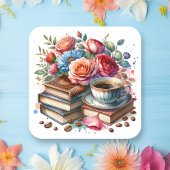 Koffie, Boeken en Bloemen Envelop Zegel
