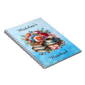  Koffie, Boeken en Bloemen gepersonaliseerd Notitieboek (Rechterzijde)
