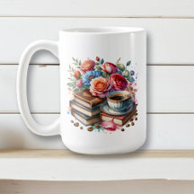 Koffie, boeken en bloemen