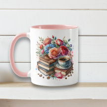 Koffie, boeken en bloemen