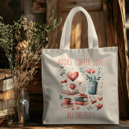 Koffie, boeken en liefde tote bag