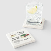 Koffie, boeken en regen stenen onderzetter (Zijkant)