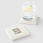 Koffie, boeken en regen stenen onderzetter (Zijkant)