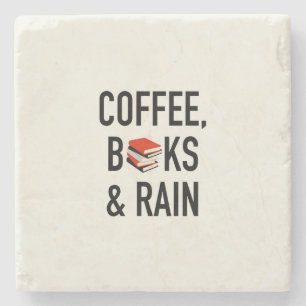 Koffie, boeken en regen stenen onderzetter