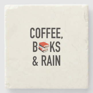Koffie, boeken en regen stenen onderzetter