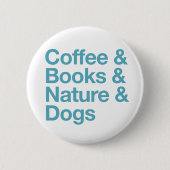 Koffie & Boeken & Natuur & Honden Button (Blauw) (Voorkant)