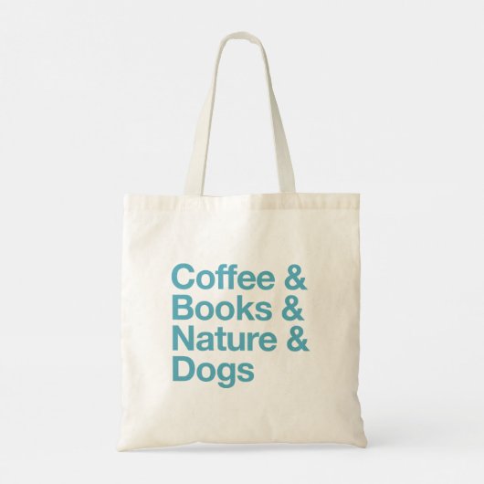 Koffie & Boeken & Natuur & Honden Canvas tas (Blau (Achterkant)