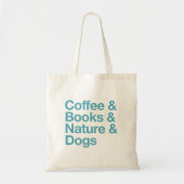 Koffie & Boeken & Natuur & Honden Canvas tas (Blau (Voorkant)