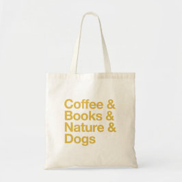 Koffie & Boeken & Natuur & Honden Canvas tas (Geel