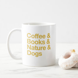 Koffie & Boeken & Natuur & Honden Mok (Geel)