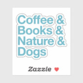 Koffie & Boeken & Natuur & Honden Sticker (Blauw) (Vel)