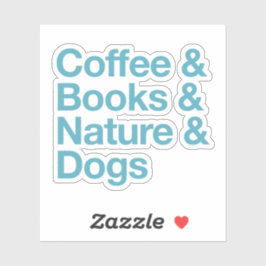 Koffie & Boeken & Natuur & Honden Sticker (Blauw)