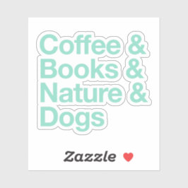 Koffie & Boeken & Natuur & Honden Sticker (Blauwgr