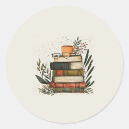 Koffie Boeken Stapel Sticker