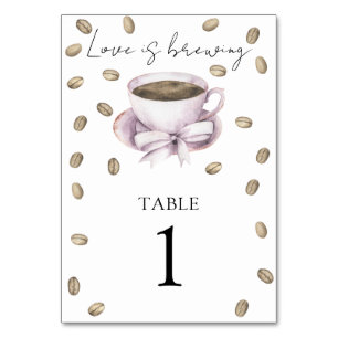Koffie & boog bruidsshower - tafelnummer bruiloft