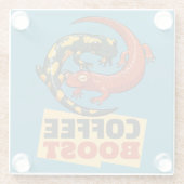 Koffie Boost Schattigee rode en vuur salamanders C Glazen Onderzetter (Achterkant)