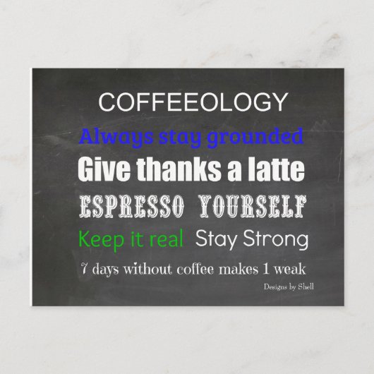 Koffie Bord Coffeeology Briefkaart (Voorkant)
