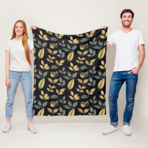 Koffie Botanische Bladeren en Kop Fleece Deken