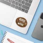 Koffie boven Werk Sticker (Laptop met iPhone)