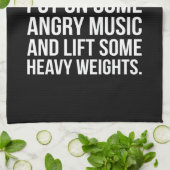 Koffie, boze muziek, zwaar gewicht - grappige uits theedoek (Gevouwen)