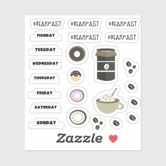 Koffie Breakfast Calender Planner Stickers (Vel)