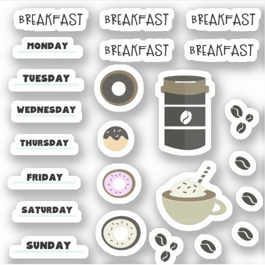 Koffie Breakfast Calender Planner Stickers (Voorkant)