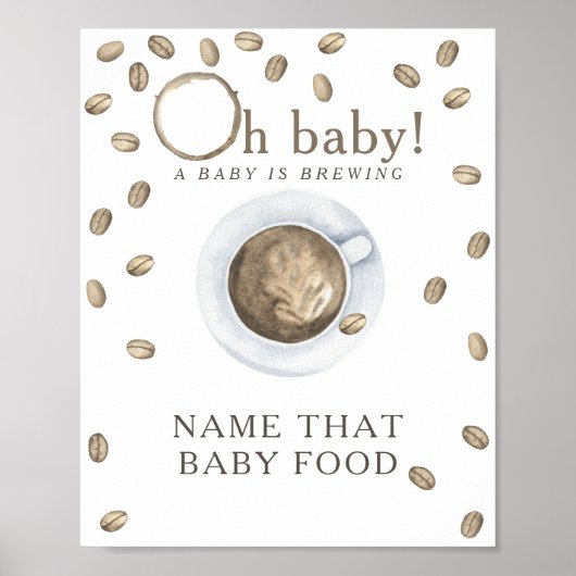 Koffie brouwen baby shower Baby food spel Poster (Voorkant)