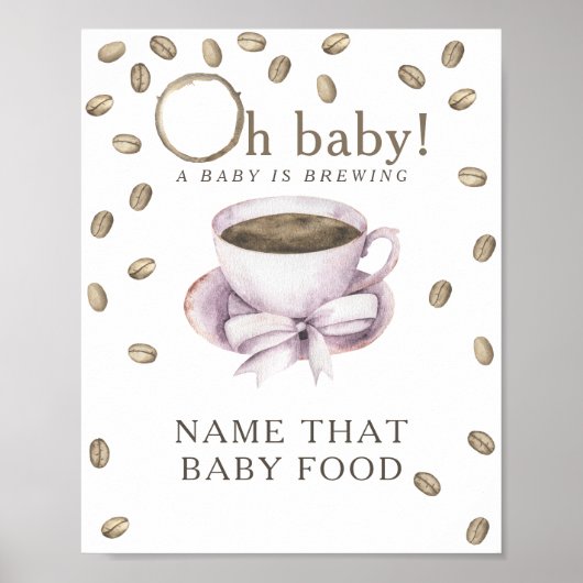 Koffie brouwen baby shower Baby food spel Poster (Voorkant)