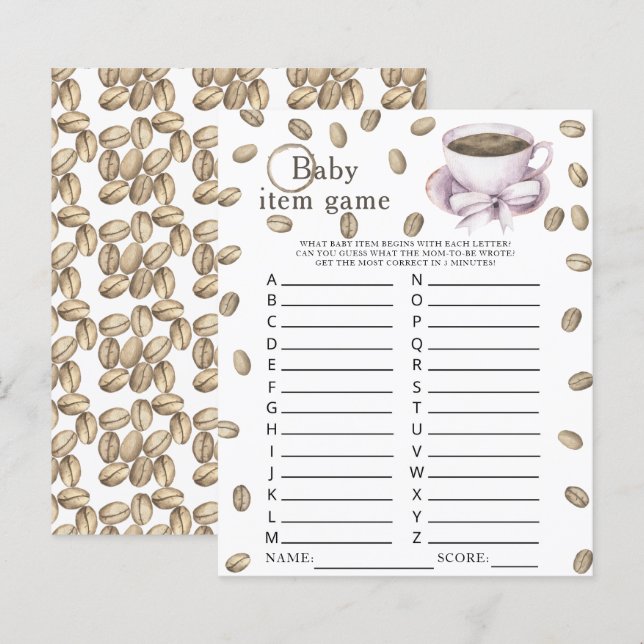 Koffie brouwen Baby shower Baby Item Game (Voorkant / Achterkant)