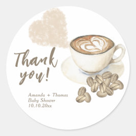 Koffie brouwen Baby shower Bedankt Ronde Sticker
