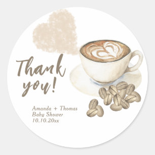 Koffie brouwen Baby shower Bedankt Ronde Sticker