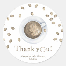 Koffie brouwen Baby shower Bedankt Ronde Sticker