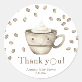 Koffie brouwen Baby shower Bedankt Ronde Sticker