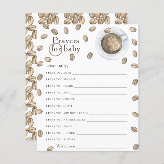Koffie brouwen baby shower Bidden voor baby (Voorkant / Achterkant)