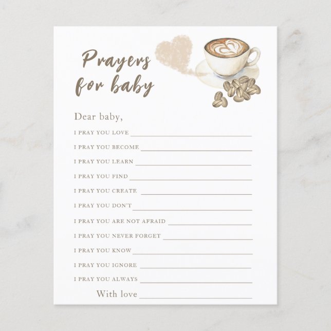 Koffie brouwen baby shower Bidden voor baby (Voorkant)
