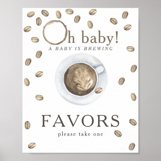 Koffie brouwen baby shower Favors Poster (Voorkant)