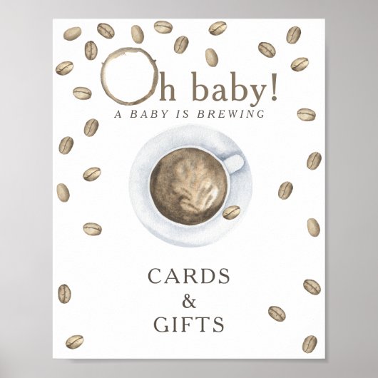 Koffie brouwen baby shower Kaarten en geschenken Poster (Voorkant)