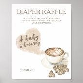 Koffie brouwen baby shower - luier raffle poster (Voorkant)