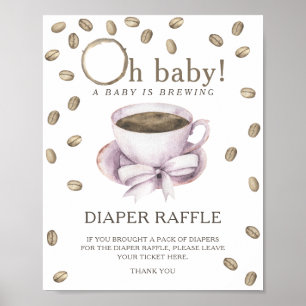 Koffie brouwen baby shower - luier raffle poster