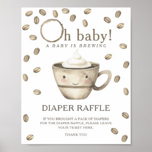 Koffie brouwen baby shower - luier raffle poster