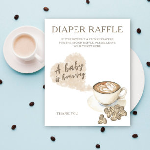 Koffie brouwen baby shower - luier raffle poster