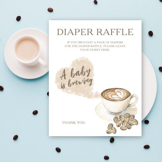 Koffie brouwen baby shower - luier raffle poster
