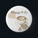 Koffie brouwen Baby shower - mama te zijn Ronde Button 5,7 Cm<br><div class="desc">Koffiethema baby shower. Waterverf koffiebonen en een kopje koffie. Een hart gemaakt van koffiesmaak.</div>