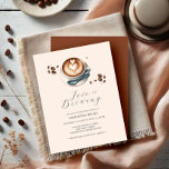 Koffie Bruids Douche Uitnodigingen Liefde Is Brewi<br><div class="desc">Vier de bruid-to-be met onze elegante *Love is Brewing* koffie bruids douche uitnodigingen. Deze op maat gemaakte vrijgezellenfeest-uitnodigingen zijn voorzien van een modern en minimalistisch waterverf-ontwerp in warmbruine tinten, ideaal voor een gezellig herfst- of herfstevenement. Het elegante espressokunstwerk creëer heeft een chique sfeer, ideaal voor koffieliefhebbers. Deze uitnodigingen zijn volledig...</div>