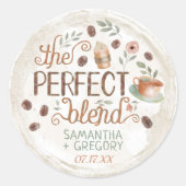 Koffie bruiloft douche De perfecte mix gunsten Ronde Sticker (Voorkant)